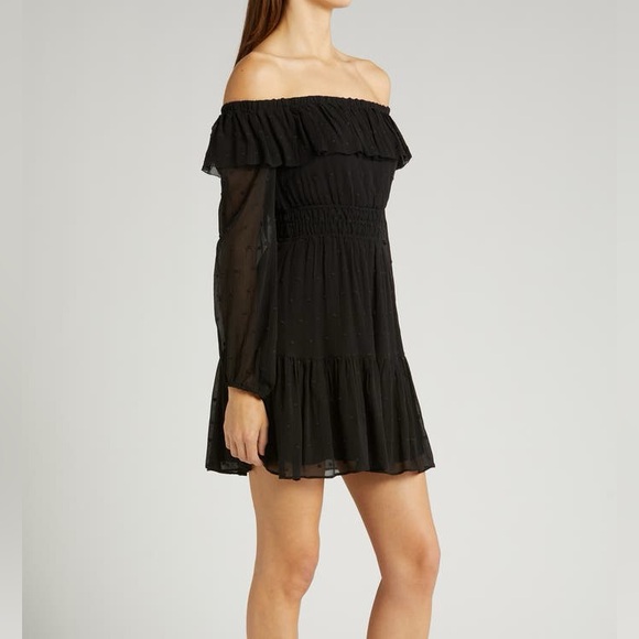PAIGE Seine Off the Shoulder Black Silk Dress - Picture 3 of 6